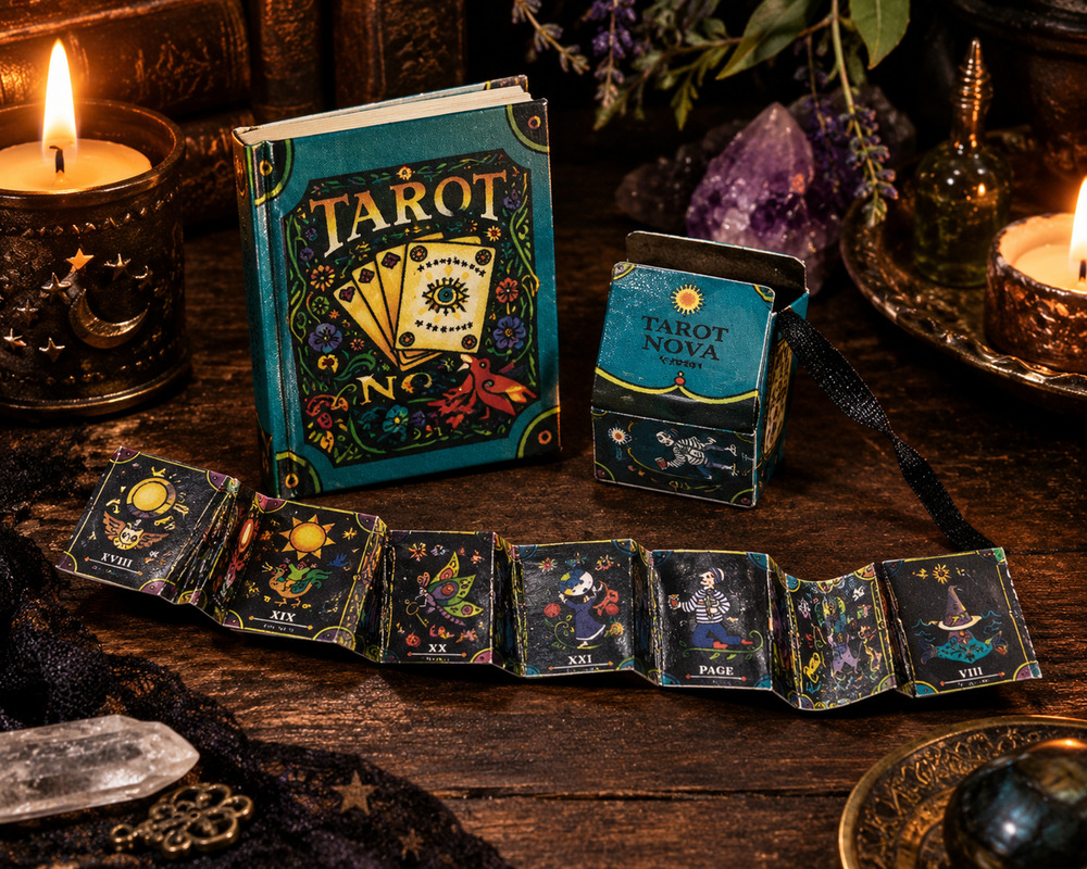 Vintage 1999 Tarot Nova Mini Book 78 Card Deck Running Press Fairchild Paschkis